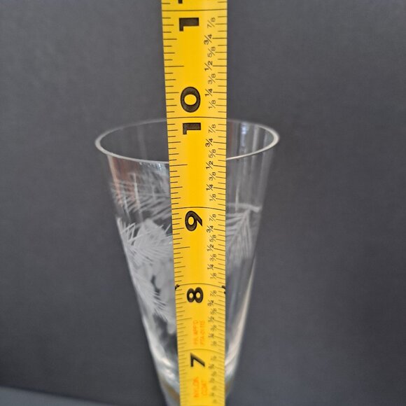 Etched Pinecone Champagne Flute 9.5" Tall Winter Holiday Stemware Elegant Glass - Picture 12 of 15